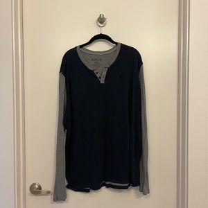 Men’s Hurley Navy & Grey Henley, XL